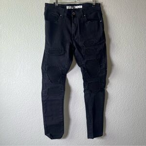 Rebel Minds Black Distressed Motorcycle Jeans Size 32